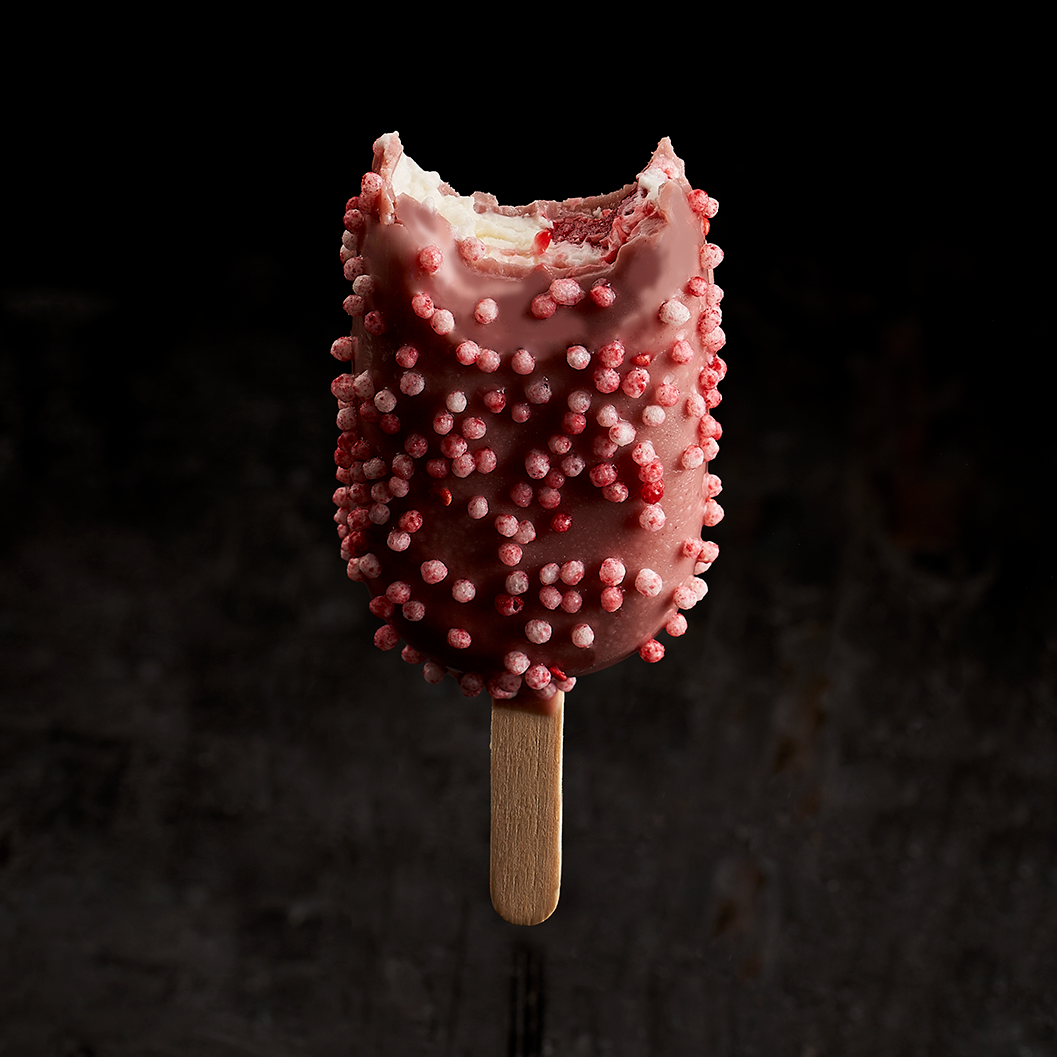 Raspberry Frisco with ruby chocolate and Rice Crispies Raspberry